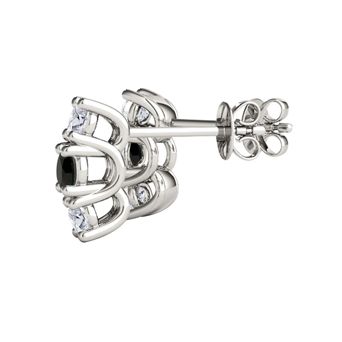 Maulijewels 1.10 cttw Natural White and Black Diamond Stud Earrings For Women In 10K Rose Yellow White Gold Mauli Jewels