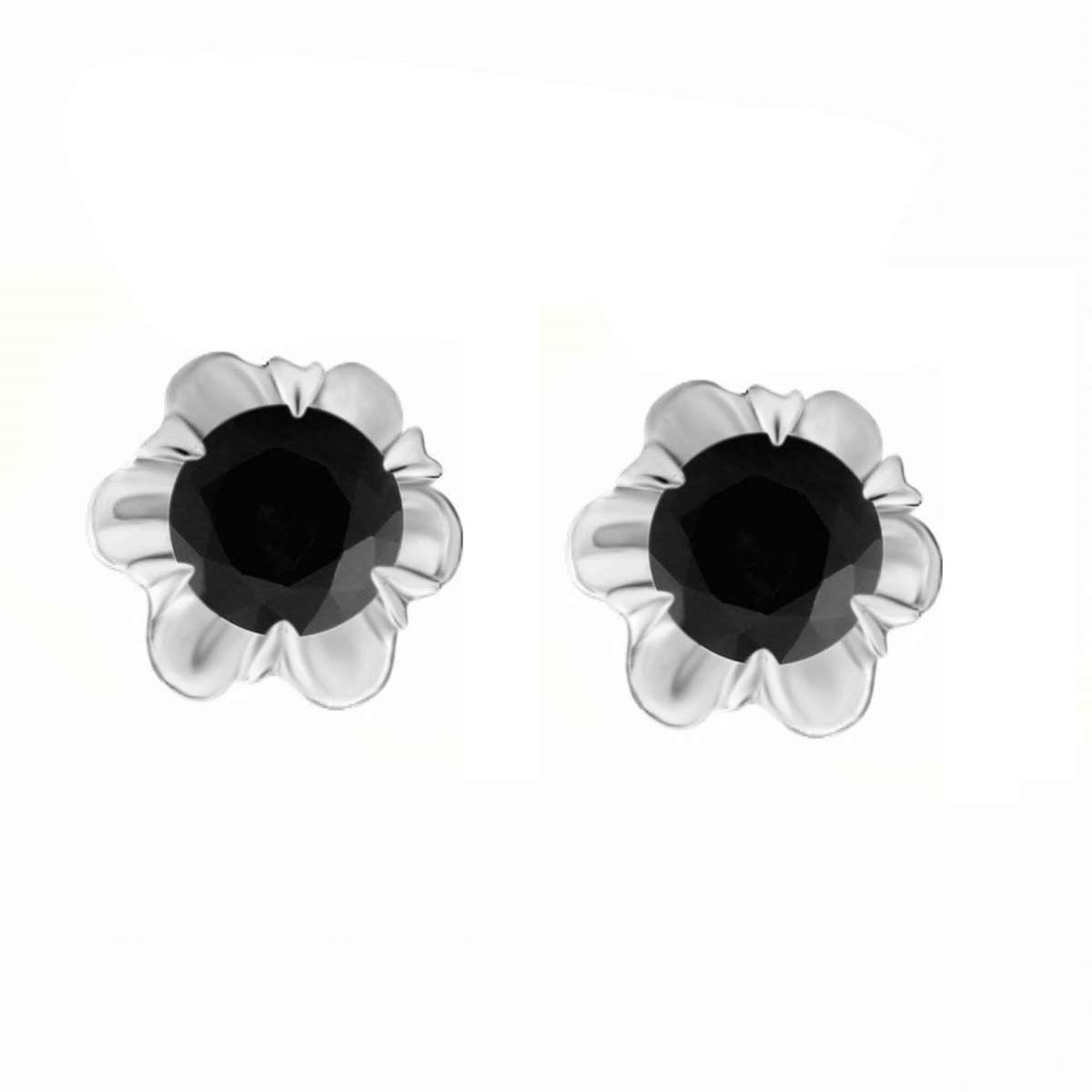 0.50 Carat Black Natural Diamond 14K Rose White & Yellow Gold Stud Earrings For Women With Secure Push Back Mauli Jewels