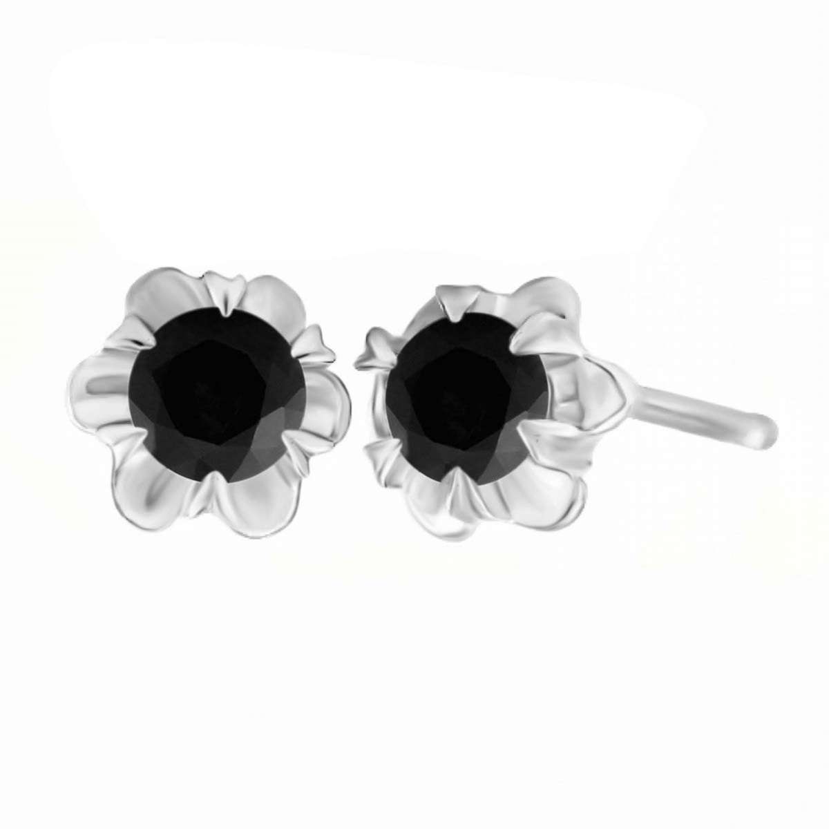 0.50 Carat Black Natural Diamond 14K Rose White & Yellow Gold Stud Earrings For Women With Secure Push Back Mauli Jewels