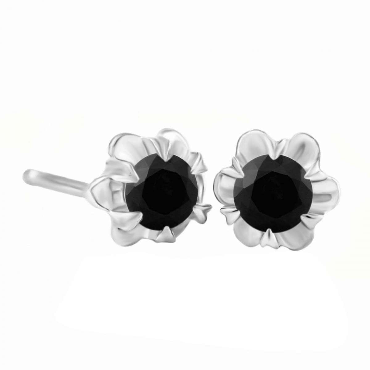 0.50 Carat Black Natural Diamond 14K Rose White & Yellow Gold Stud Earrings For Women With Secure Push Back Mauli Jewels