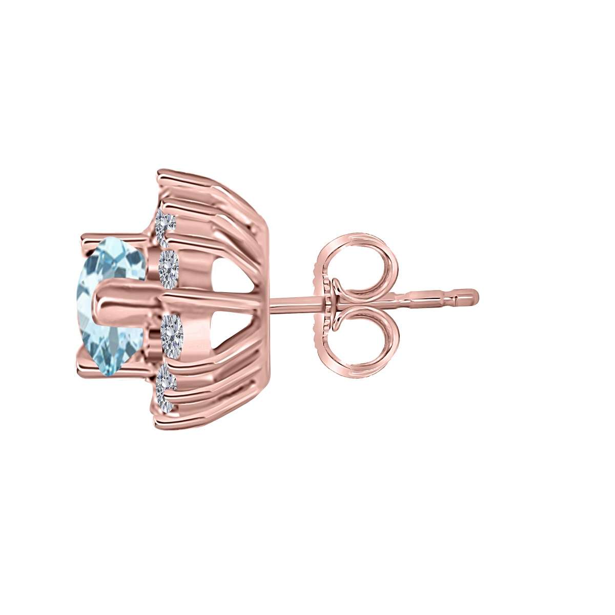 1.75 Carat Pear Shape Aquamarine & Diamond Stud Earrings For Women In 10K Solid Rose White & Yellow Gold Mauli Jewels