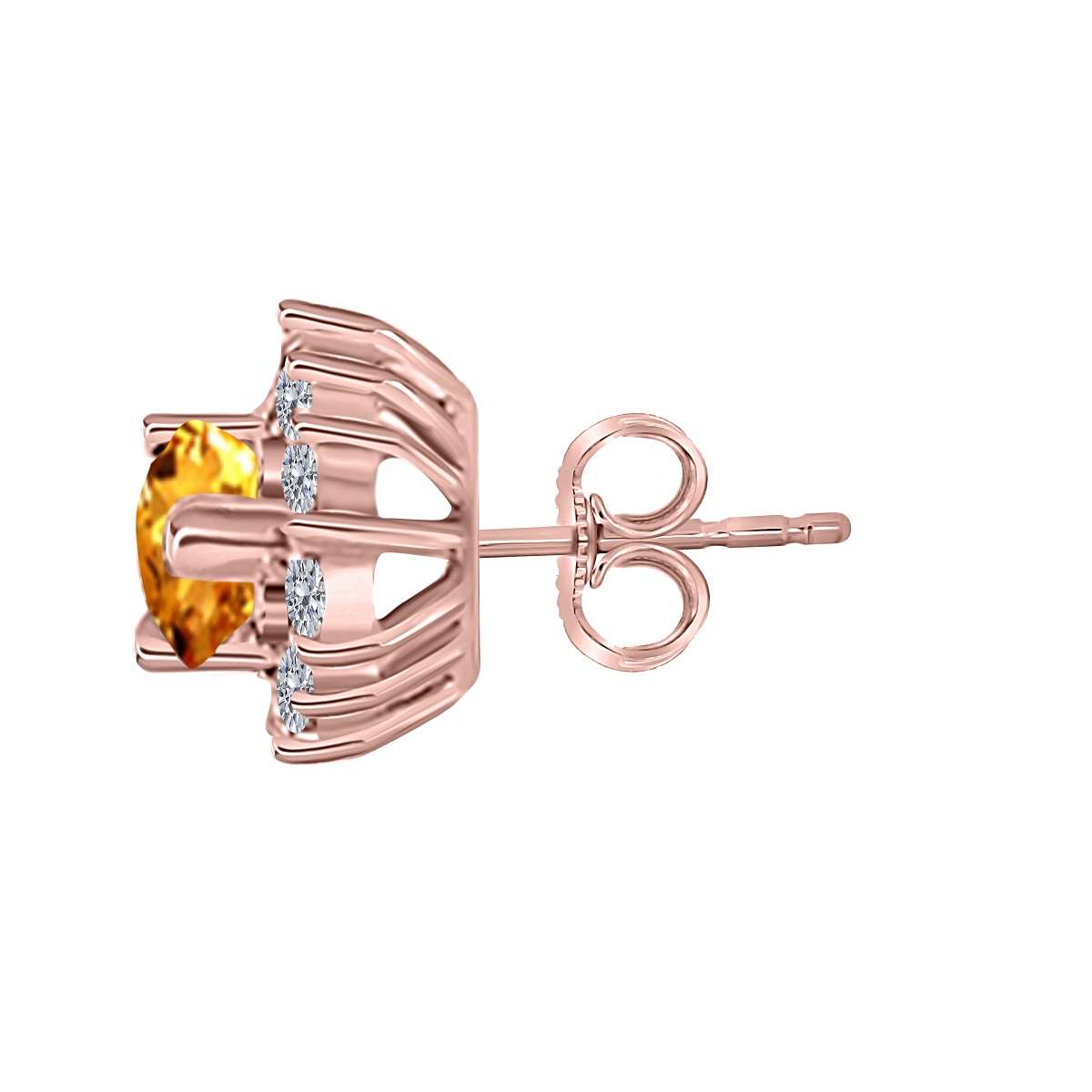 1.75 Carat Pear Shape Citrine And Diamond Earrings For Women In 10K Solid Rose White & Yellow Gold Mauli Jewels