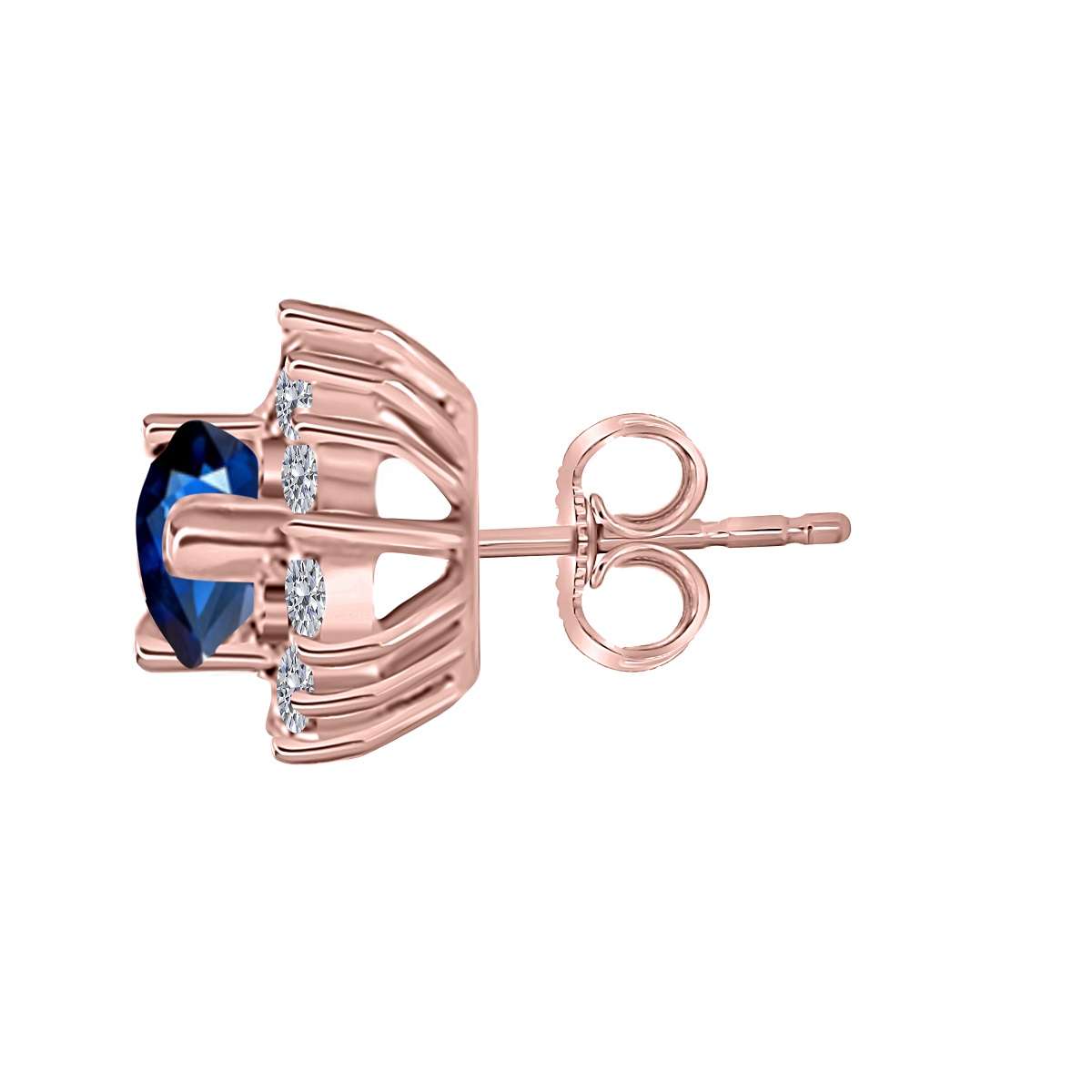 1.75 Carat Pear Shape Sapphire & Diamond Stud Earrings For Women In 10K Solid Rose White & Yellow Gold Mauli Jewels