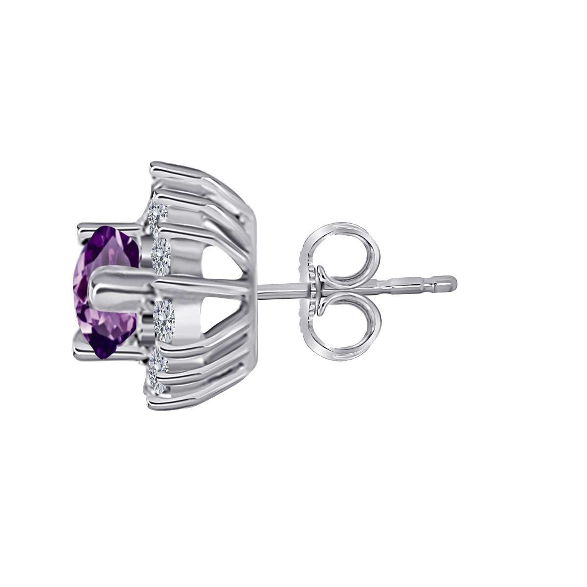 1.75 Carat Pear Shape Amethyst & Diamond Stud Earrings For Women In 10K Solid Rose White & Yellow Gold Mauli Jewels