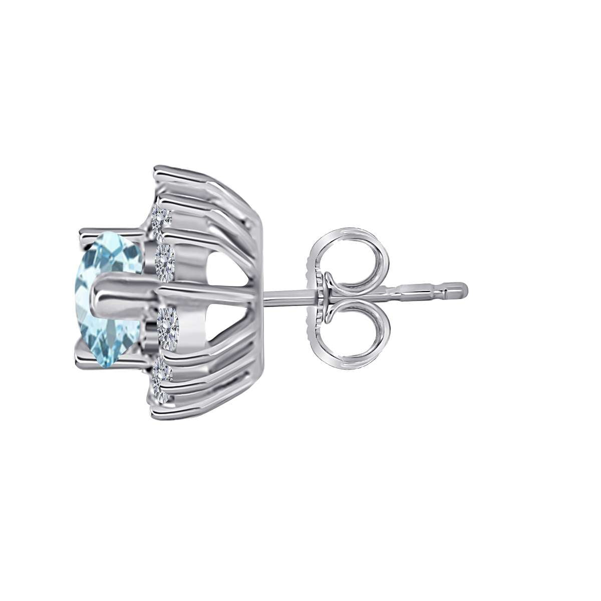 1.75 Carat Pear Shape Aquamarine & Diamond Stud Earrings For Women In 10K Solid Rose White & Yellow Gold Mauli Jewels