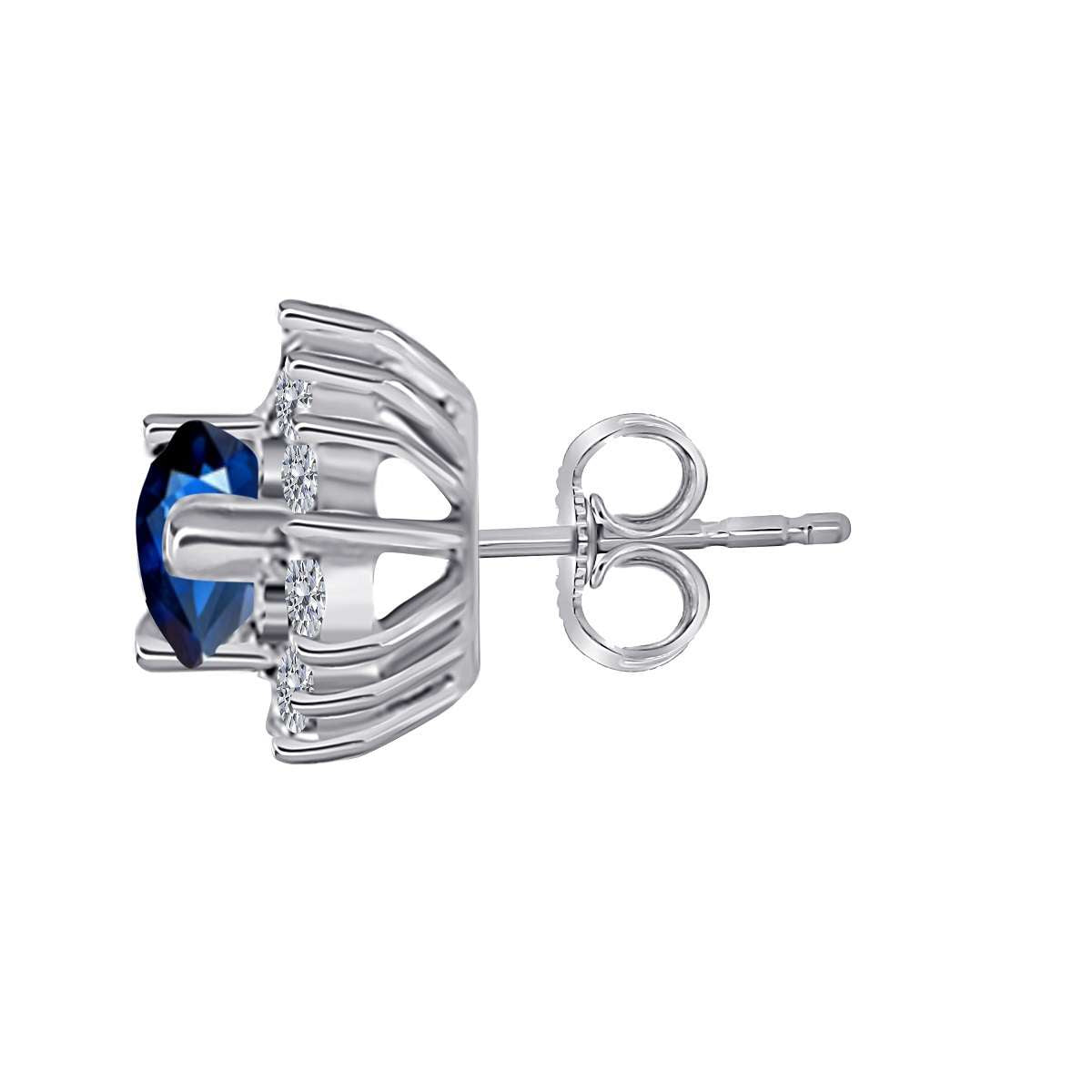1.75 Carat Pear Shape Sapphire & Diamond Stud Earrings For Women In 10K Solid Rose White & Yellow Gold Mauli Jewels