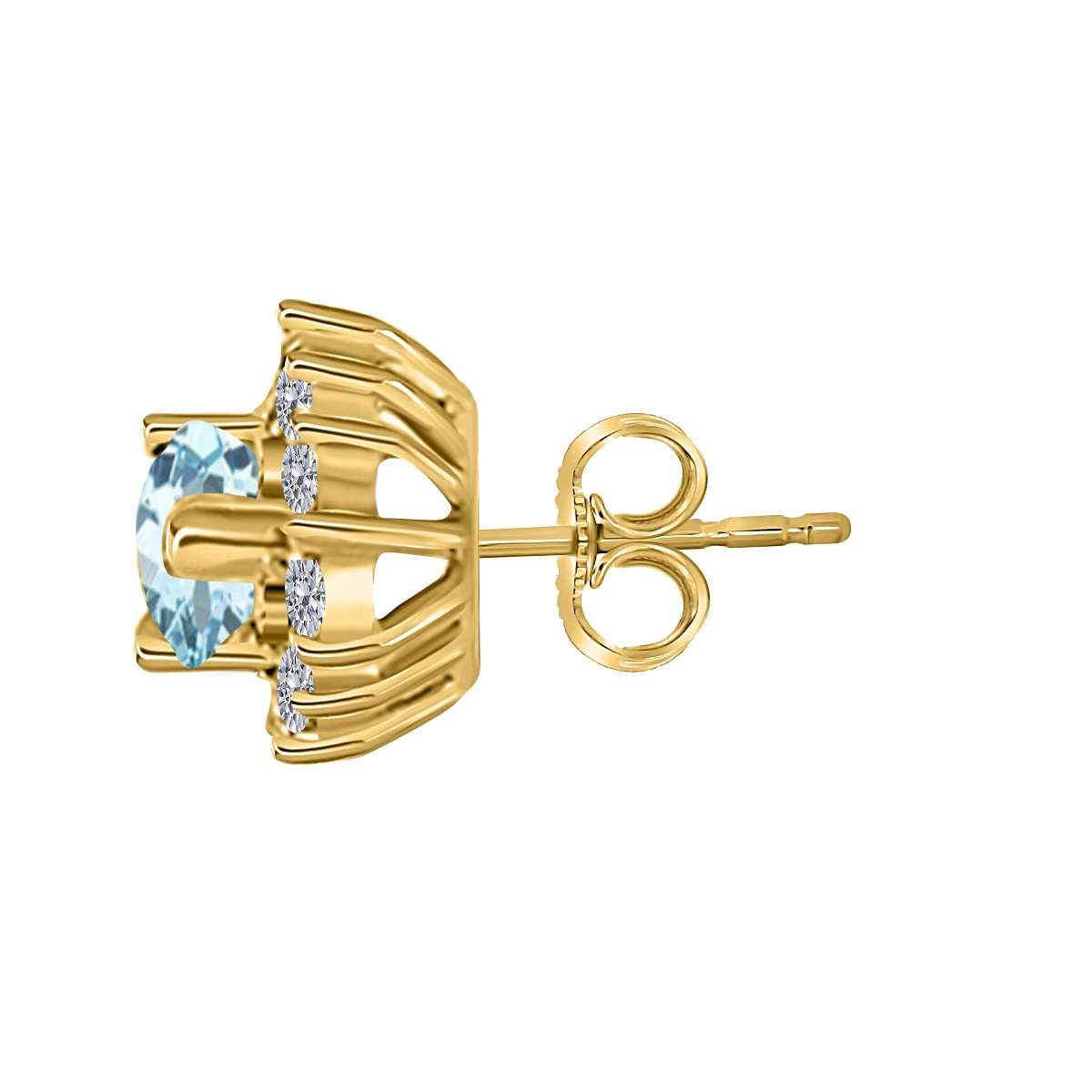 1.75 Carat Pear Shape Aquamarine & Diamond Stud Earrings For Women In 10K Solid Rose White & Yellow Gold Mauli Jewels