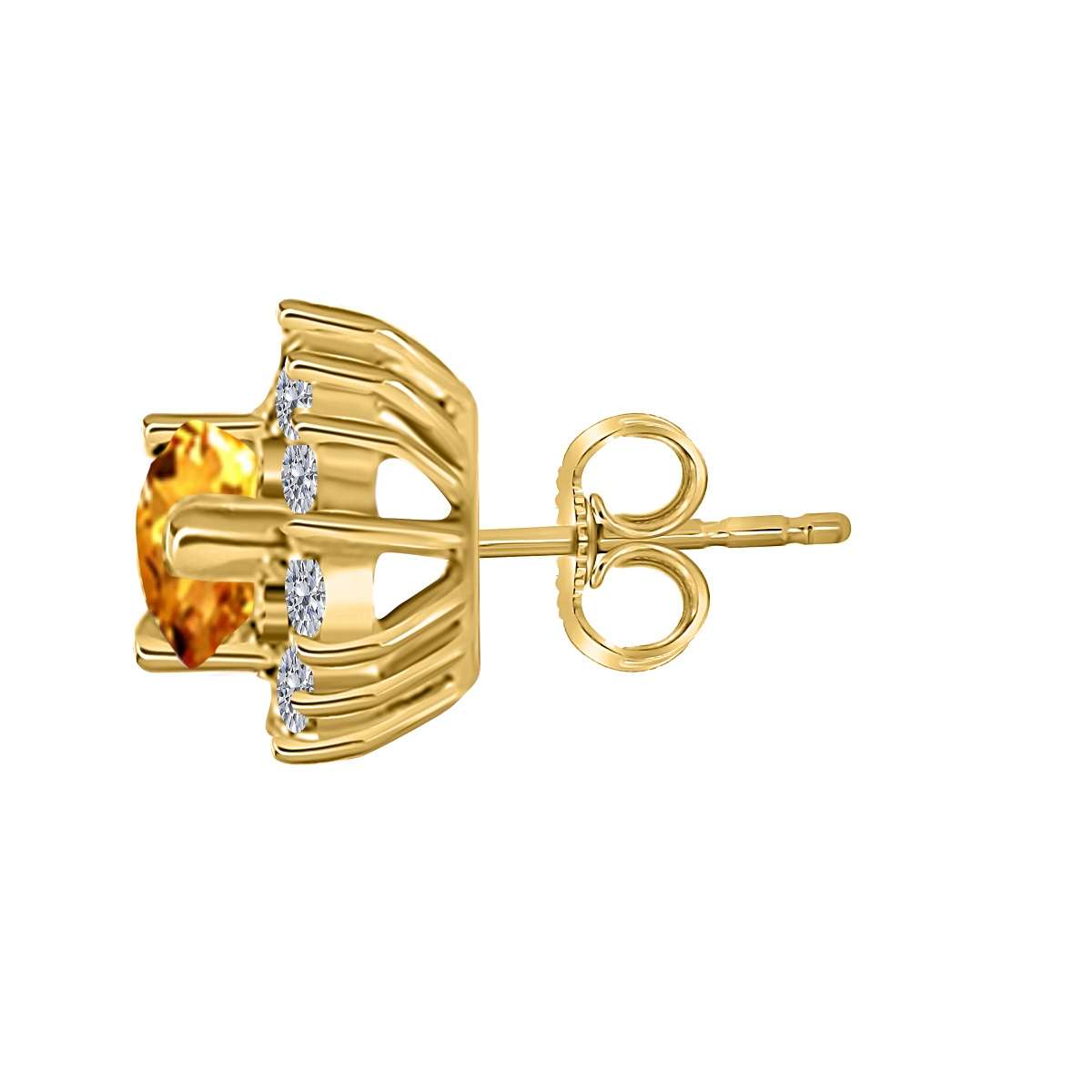 1.75 Carat Pear Shape Citrine And Diamond Earrings For Women In 10K Solid Rose White & Yellow Gold Mauli Jewels