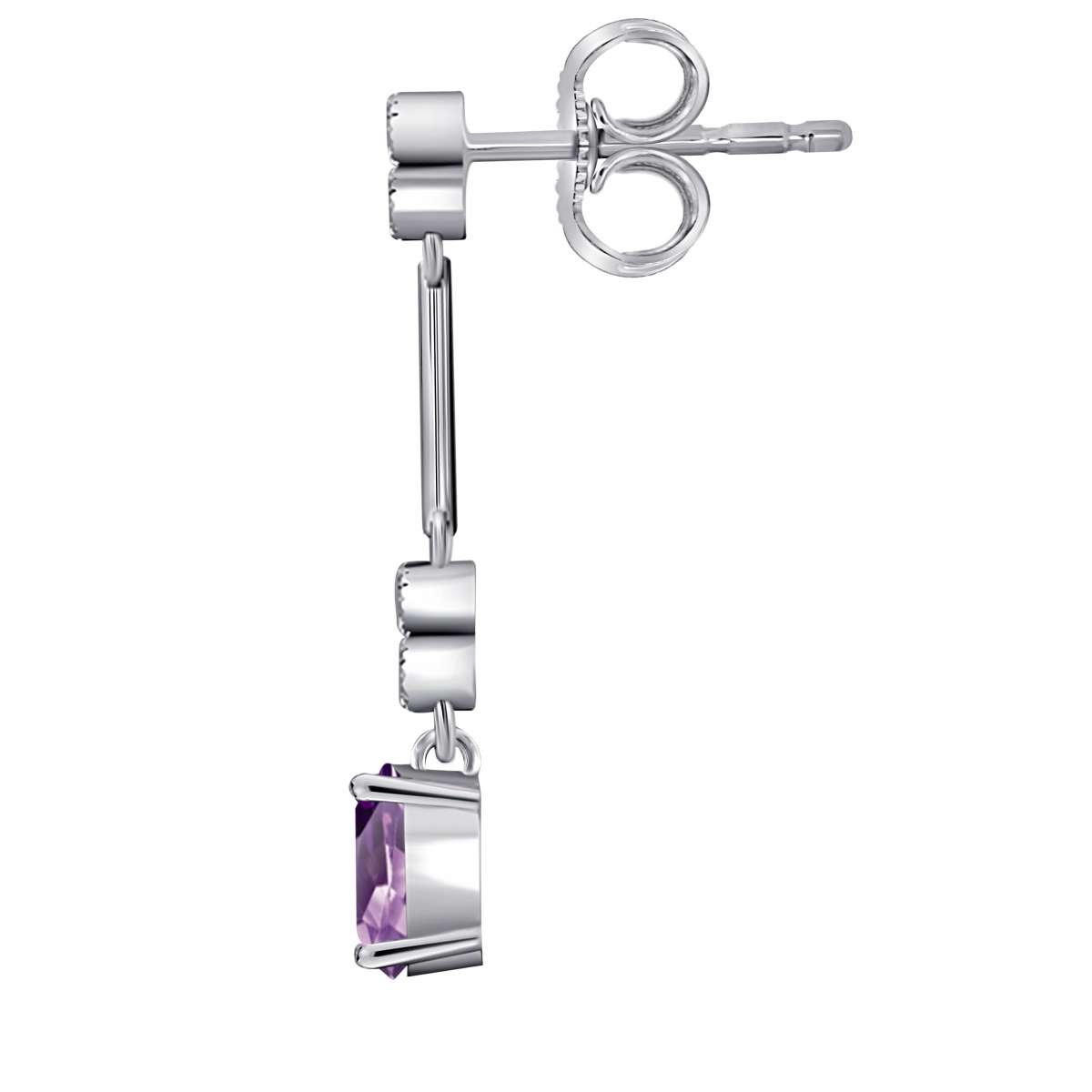 2.60 Carat Amethyst And White Diamond Gemstone Dangle Earrings For Women In 10K White Gold / Yellow Gold Mauli Jewels