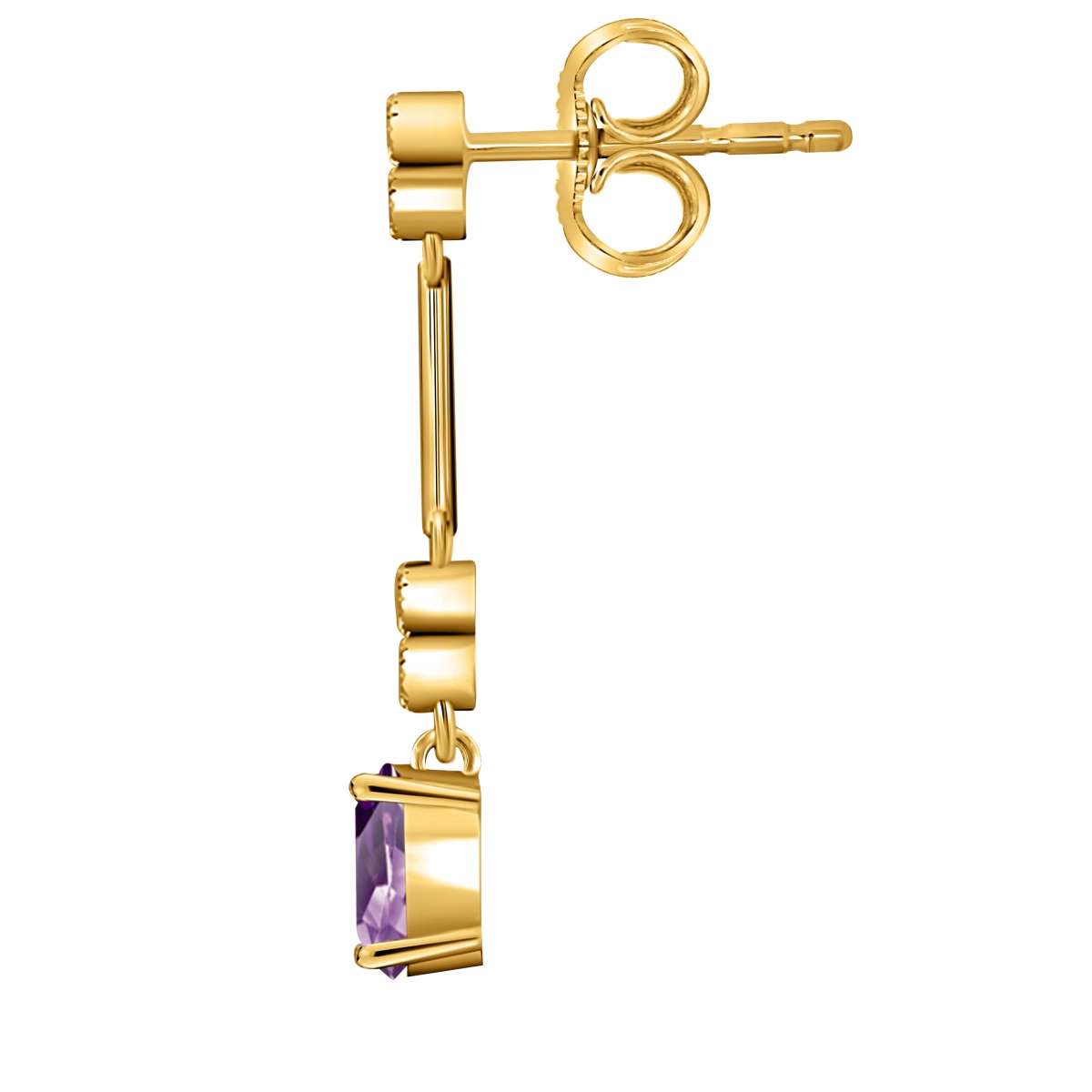 2.60 Carat Amethyst And White Diamond Gemstone Dangle Earrings For Women In 10K White Gold / Yellow Gold Mauli Jewels