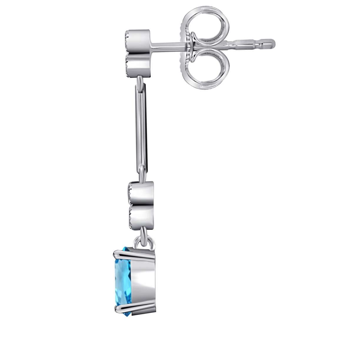 2.60 Carat Blue Topaz & White Diamond Dangle Gemstone Earrings For Women In 10K White Gold / Yellow Gold Mauli Jewels