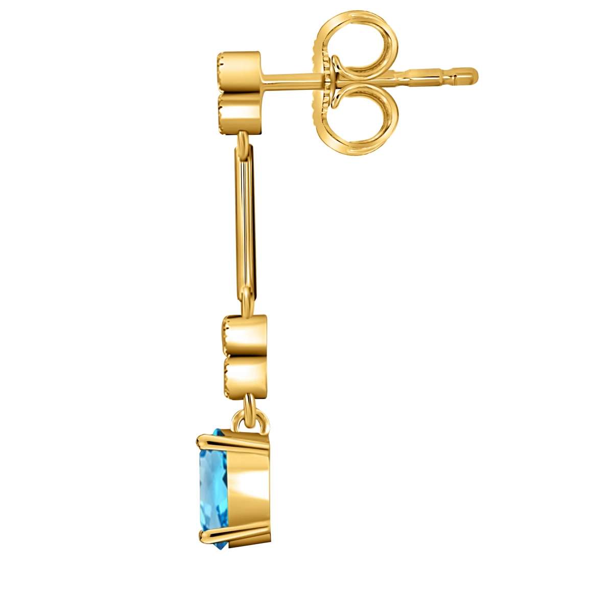 2.60 Carat Blue Topaz & White Diamond Dangle Gemstone Earrings For Women In 10K White Gold / Yellow Gold Mauli Jewels