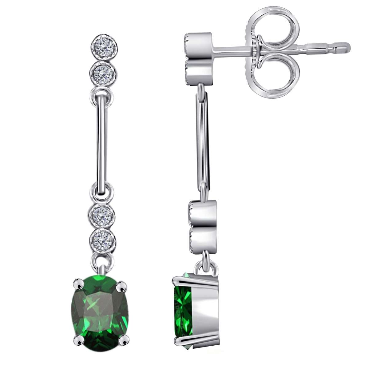 Emerald And White Diamond 2.60 Carat Gemstone Dangle Earrings for Women In 10K Yellow & White Gold Mauli Jewels