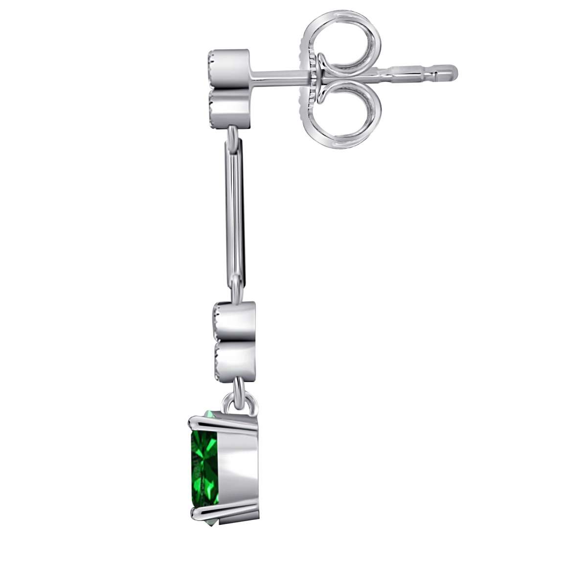 Emerald And White Diamond 2.60 Carat Gemstone Dangle Earrings for Women In 10K Yellow & White Gold Mauli Jewels