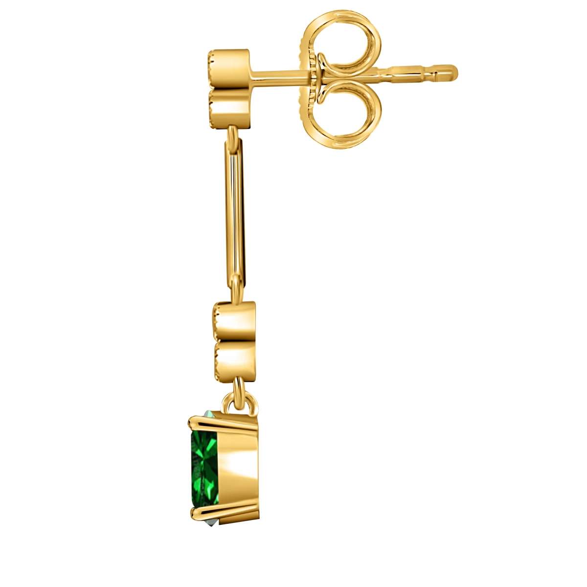 Emerald And White Diamond 2.60 Carat Gemstone Dangle Earrings for Women In 10K Yellow & White Gold Mauli Jewels