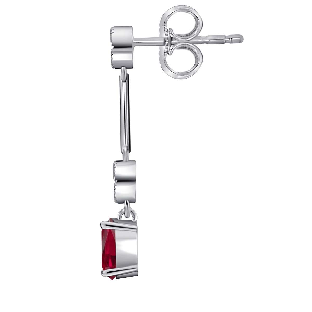 2.60 Carat Oval Ruby And White Diamond Gemstone Dangle Earrings For Women In 10K White & Yellow Gold Mauli Jewels