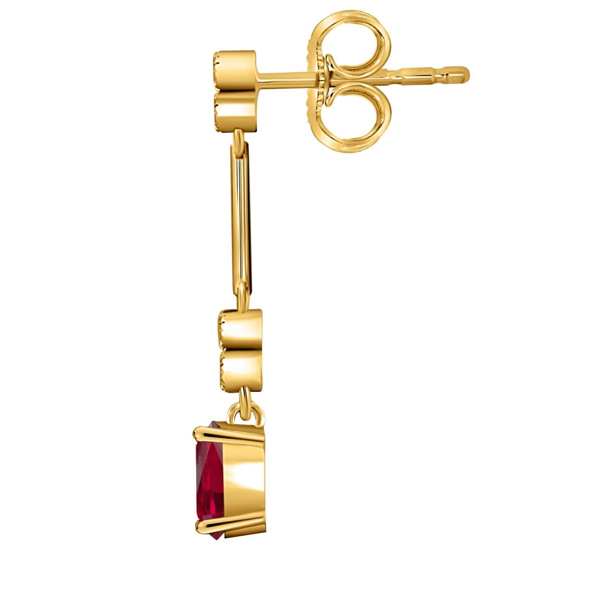 2.60 Carat Oval Ruby And White Diamond Gemstone Dangle Earrings For Women In 10K White & Yellow Gold Mauli Jewels