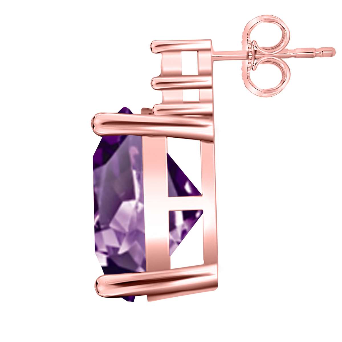 Maulijewels 2.50 Carat Oval Shape Amethyst And Natural Diamond Stud Earrings For Women in 10K Rose White & Yellow Gold Mauli Jewels