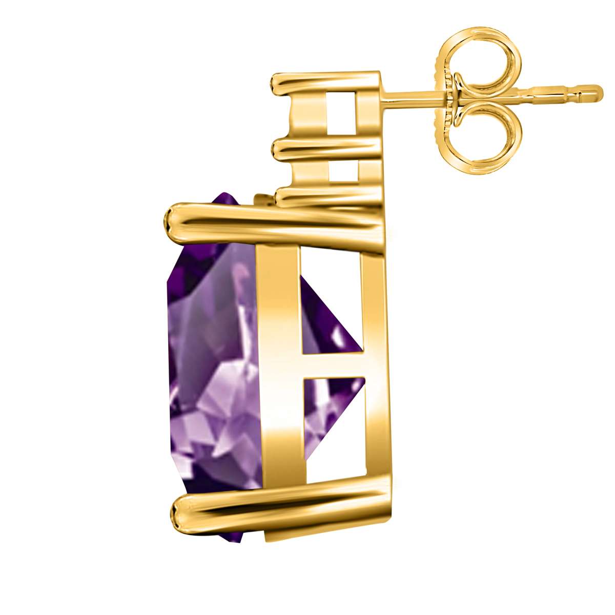 Maulijewels 2.50 Carat Oval Shape Amethyst And Natural Diamond Stud Earrings For Women in 10K Rose White & Yellow Gold Mauli Jewels