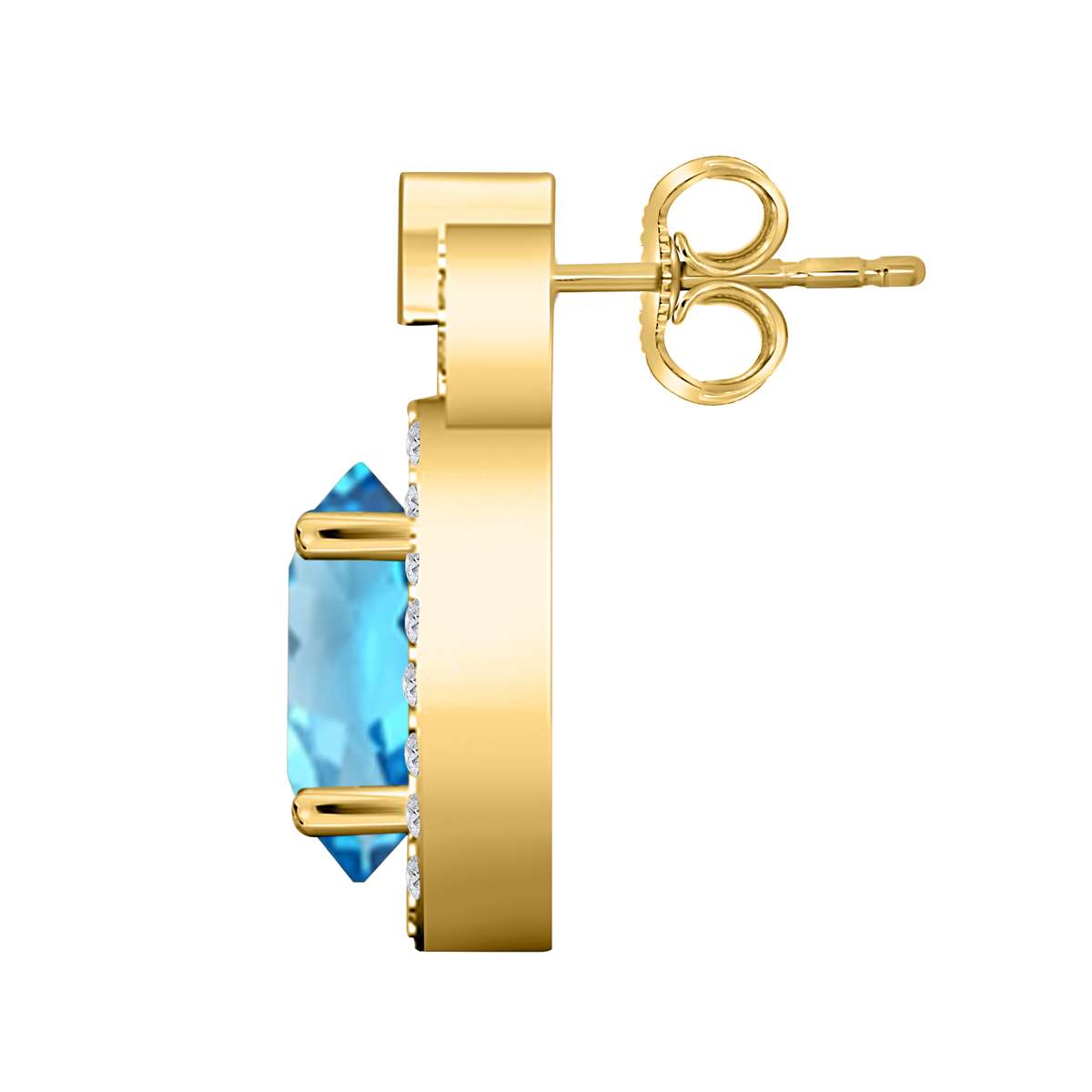 2.75 Carat Pear Shape Blue-topaz and Natural Diamond Gemstone Stud Earrings For Women With Secure Backs Mauli Jewels