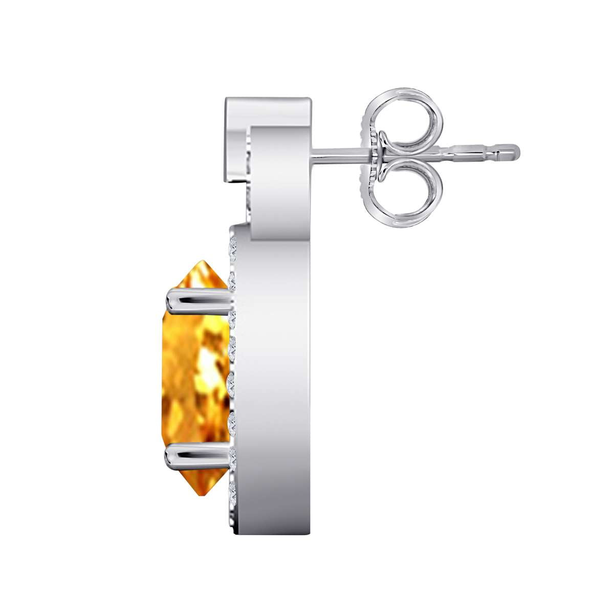 10K Rose White & Yellow Gold 2.75 Carat Pear Shape Citrine and Natural Diamond Gemstone Stud Earrings for Women With Secure Push Back Mauli Jewels