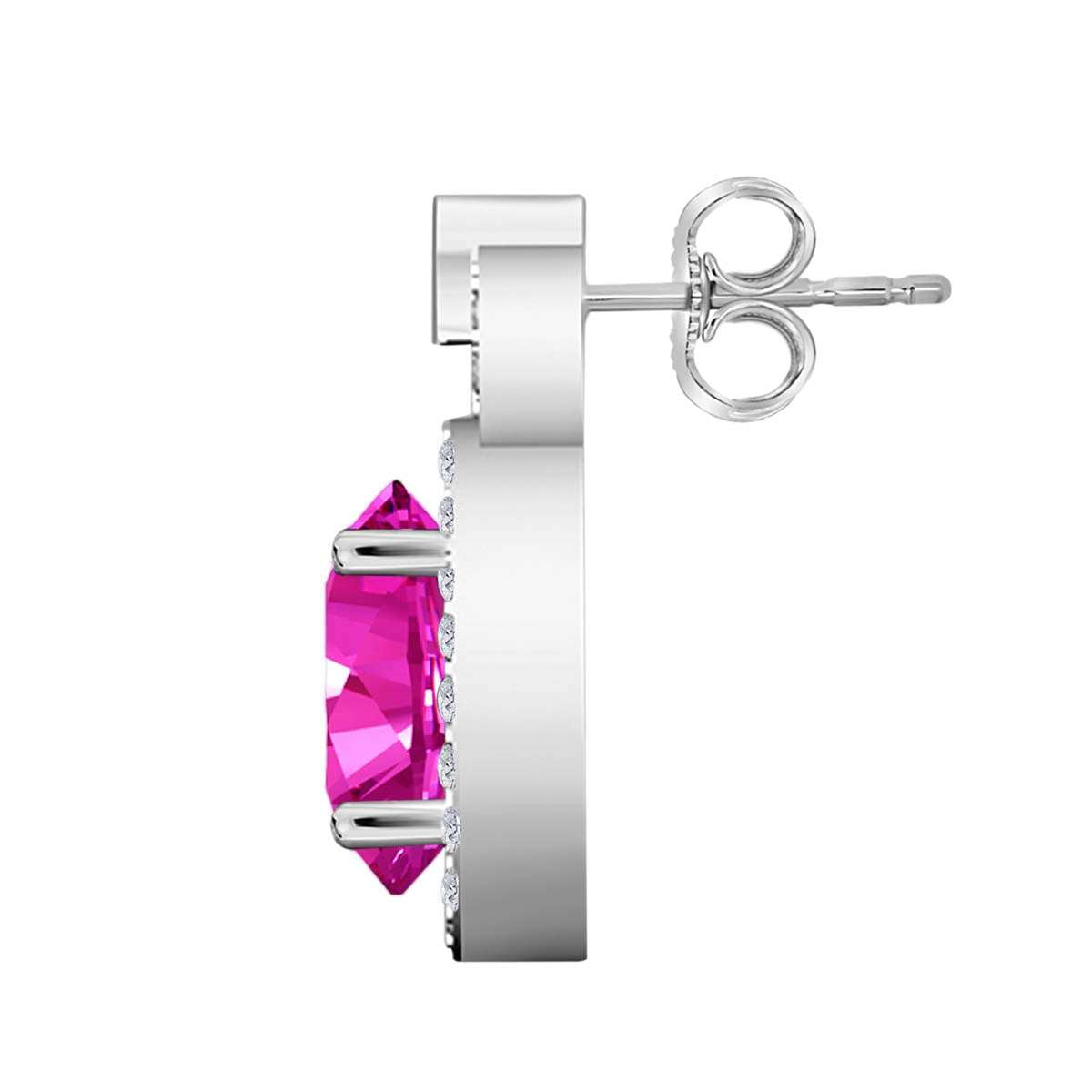 2.75 Carat Pear Shape Pink-topaz and Natural Diamond Gemstone Stud Earrings For Women In 10K Rose White & Yellow Gold With Secure Backs Mauli Jewels