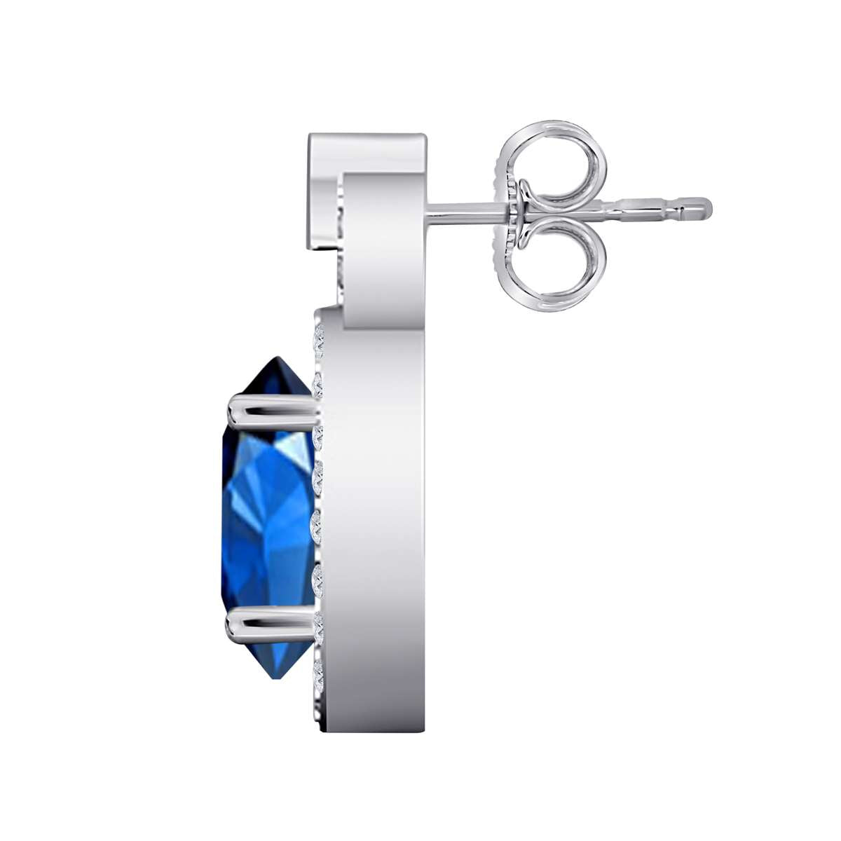 2.75 Carat Pear Shape Sapphire and Natural Diamond Gemstone Stud Earrings For Women With Secure Backs In 10K Rose White & Yellow Gold Mauli Jewels