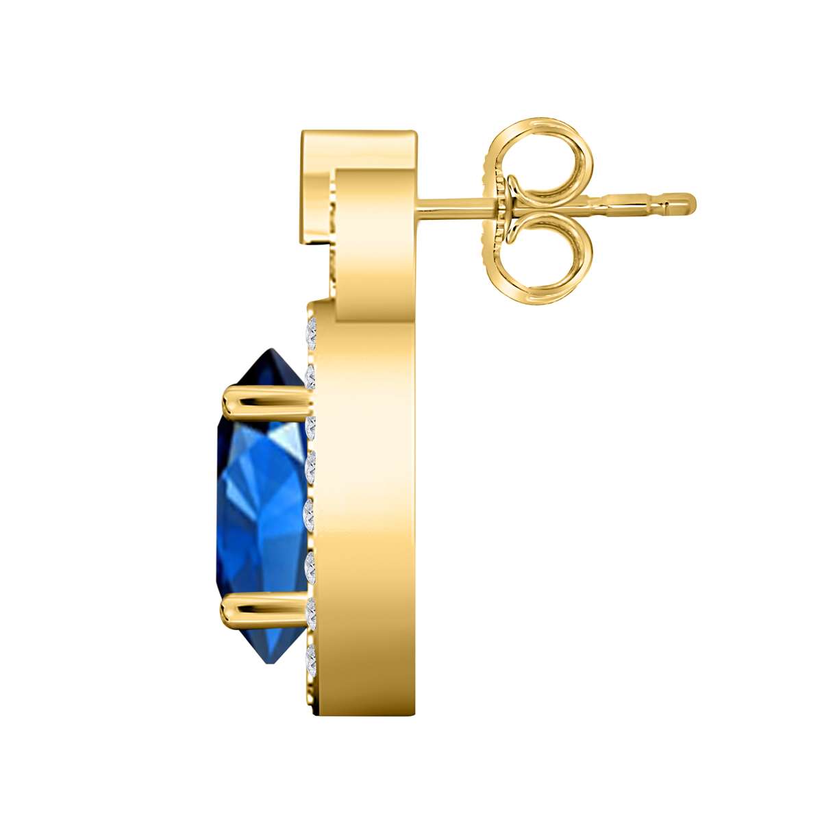 2.75 Carat Pear Shape Sapphire and Natural Diamond Gemstone Stud Earrings For Women With Secure Backs In 10K Rose White & Yellow Gold Mauli Jewels