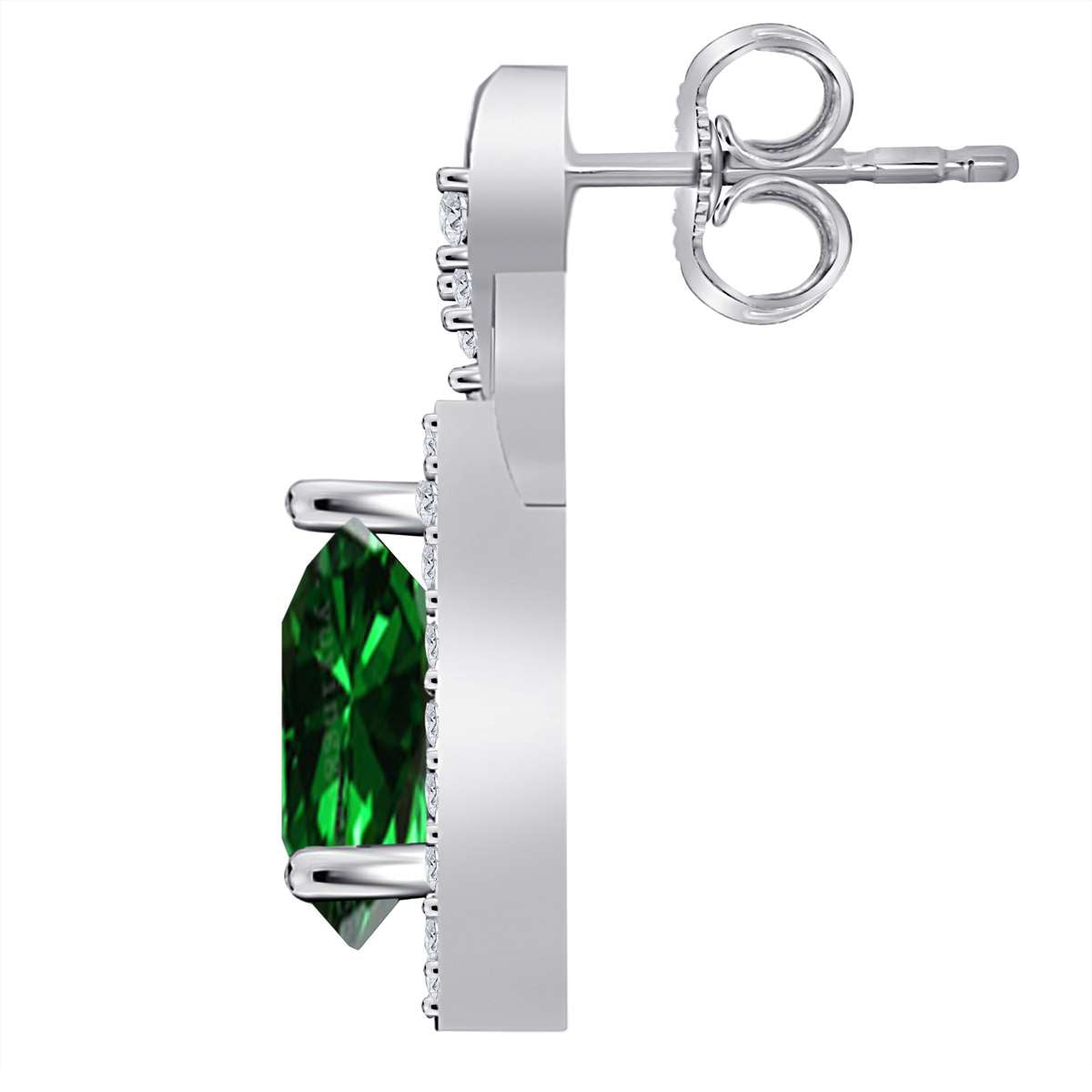 2.10 Carat Pear Shape Emerald Natural Diamond Gemstone Stud Earrings For Women In 10K White Rose & Yellow Gold Mauli Jewels
