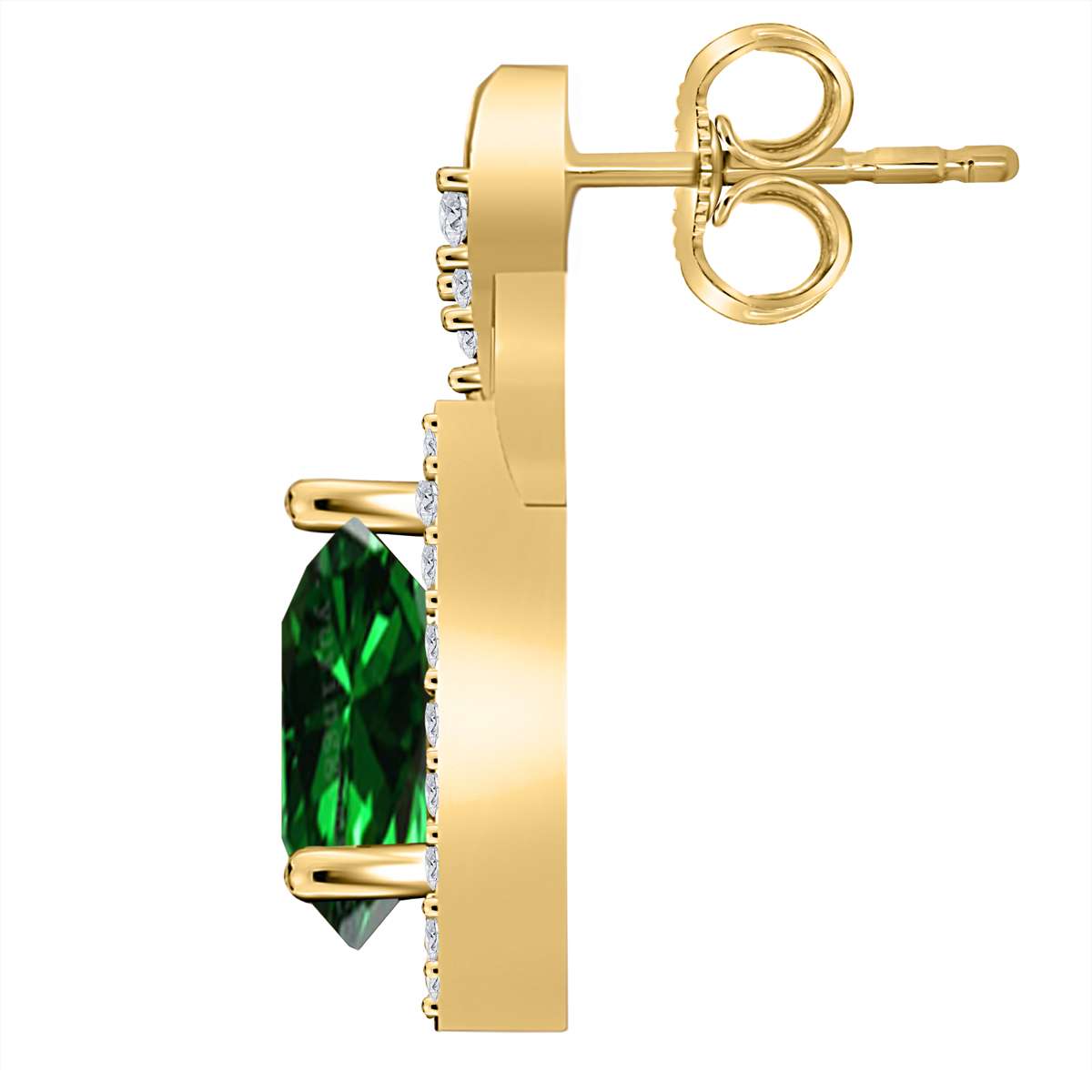 2.10 Carat Pear Shape Emerald Natural Diamond Gemstone Stud Earrings For Women In 10K White Rose & Yellow Gold Mauli Jewels