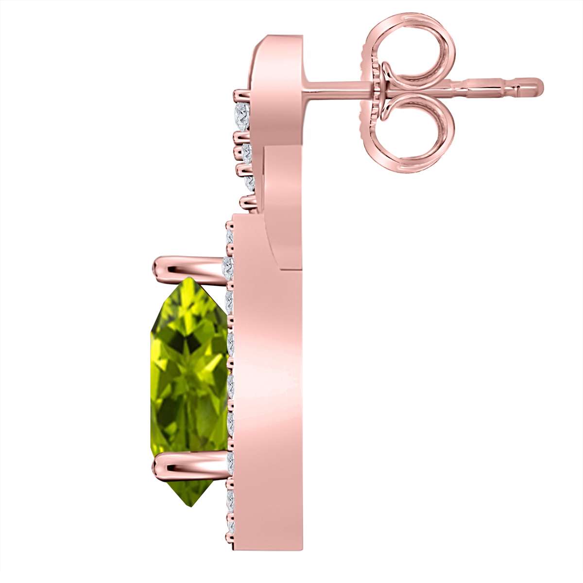 2.10 Carat Pear Shape Peridot And Natural Diamond Gemstone Earrings For Women In 10K White & Yellow Gold Mauli Jewels