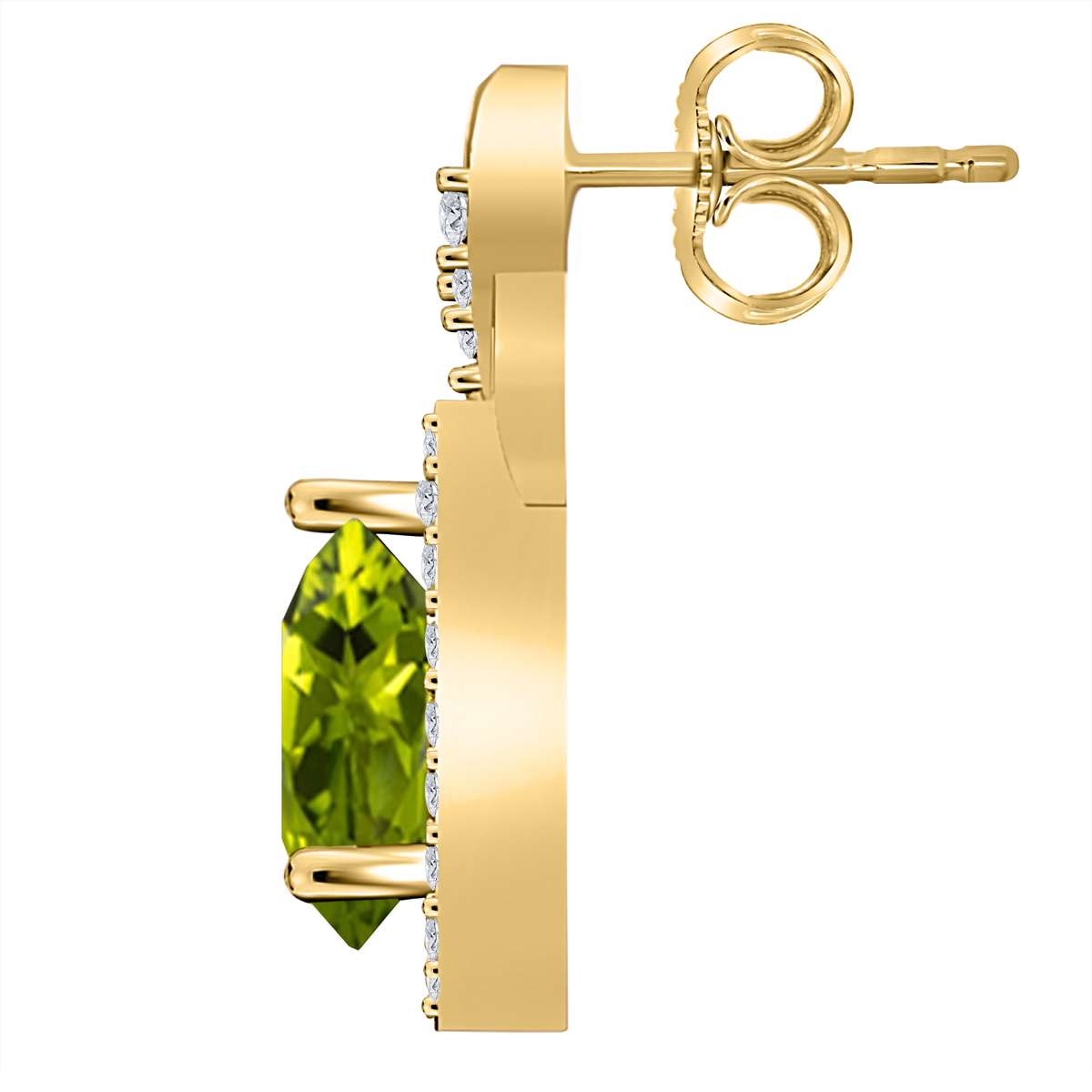 2.10 Carat Pear Shape Peridot And Natural Diamond Gemstone Earrings For Women In 10K White & Yellow Gold Mauli Jewels