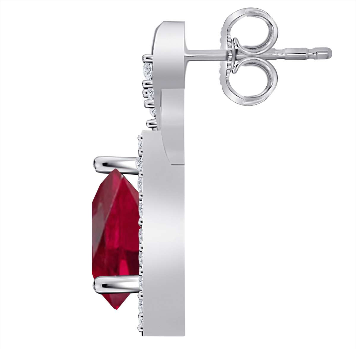 2.10 Carat Pear Shape Ruby And Prong Set Natural Diamond Gemstone Stud Earrings For Women in 10K Rose White & Yellow Gold Mauli Jewels