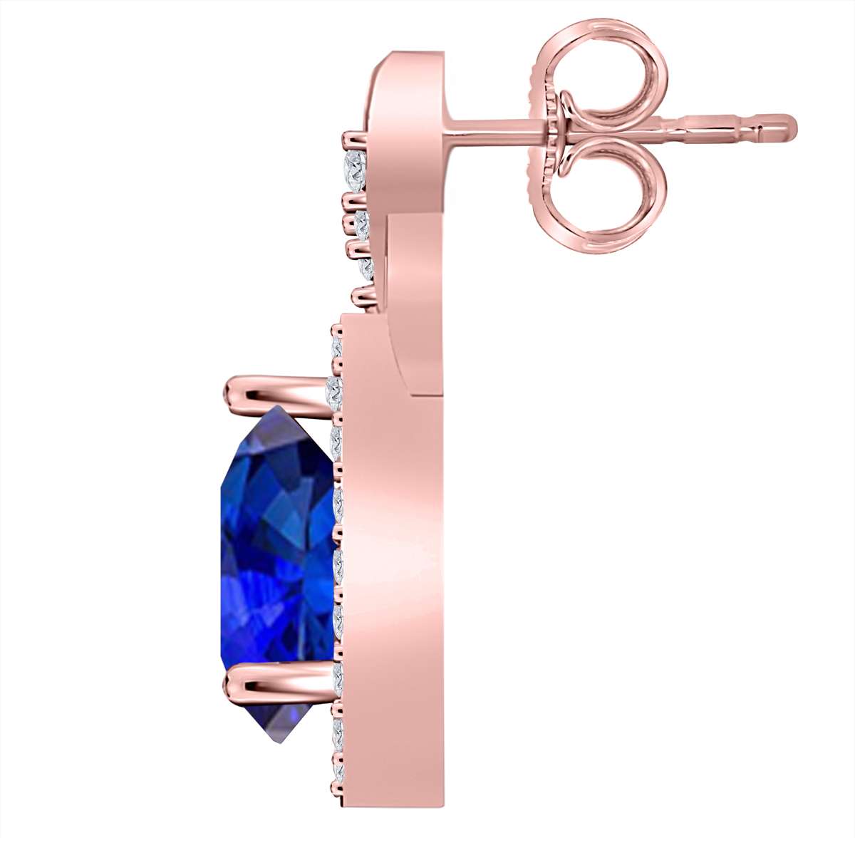10K Rose White & Yellow Gold 2.10 Carat Pear Shape Tanzanite & Round White Diamond Gemstone Earrings For Women Mauli Jewels