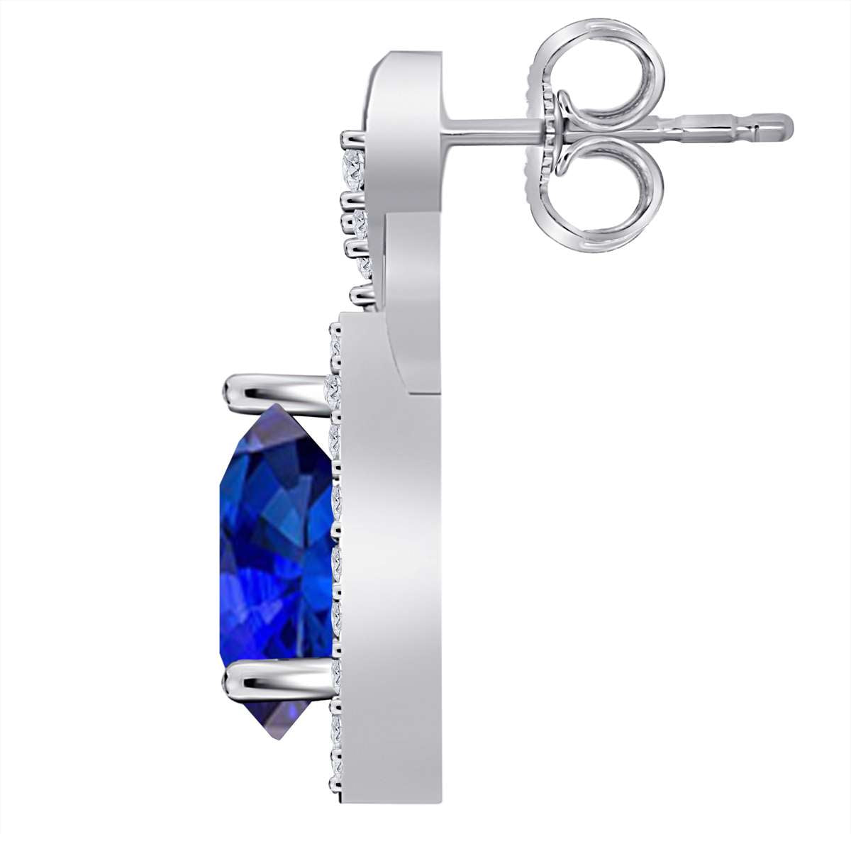 10K Rose White & Yellow Gold 2.10 Carat Pear Shape Tanzanite & Round White Diamond Gemstone Earrings For Women Mauli Jewels