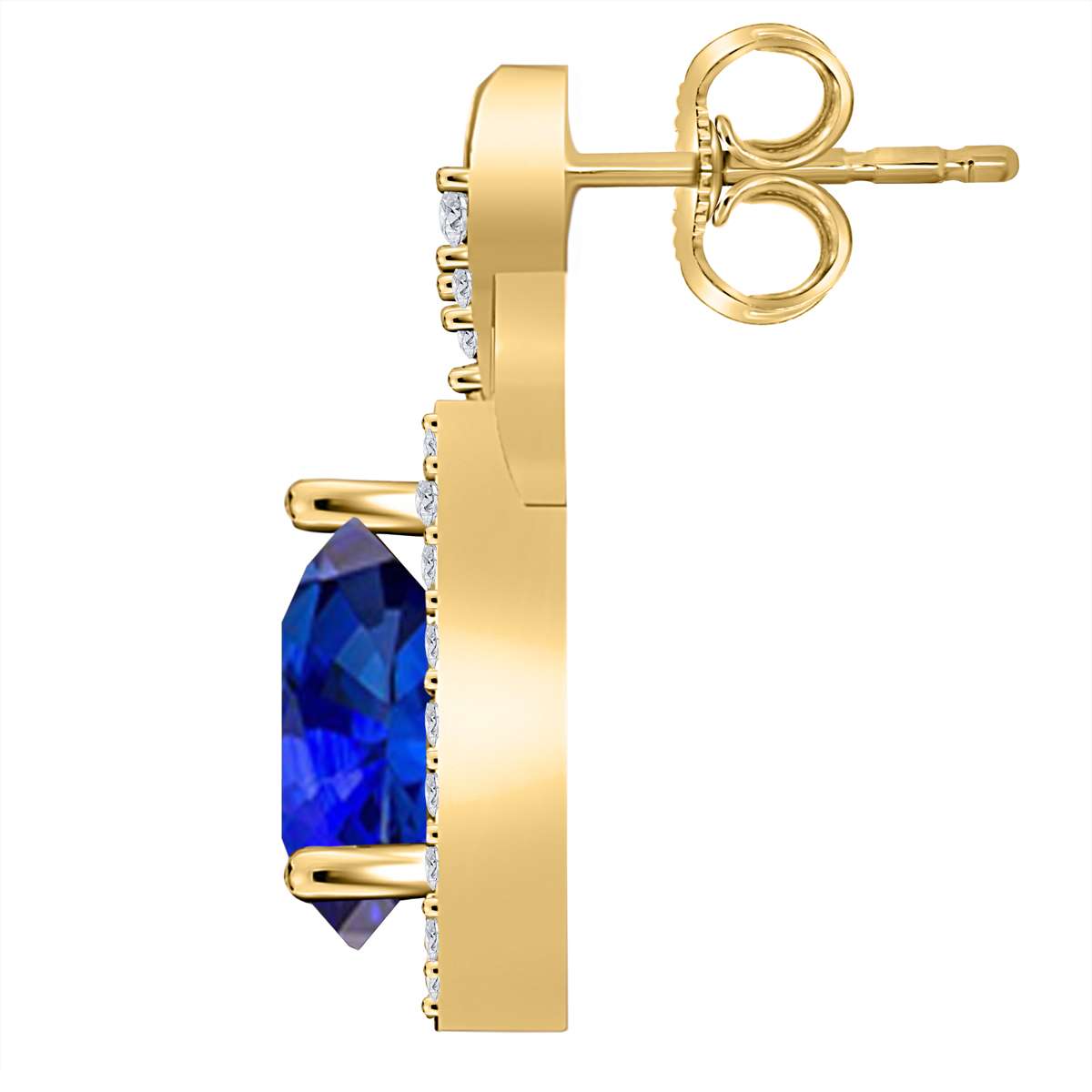 10K Rose White & Yellow Gold 2.10 Carat Pear Shape Tanzanite & Round White Diamond Gemstone Earrings For Women Mauli Jewels