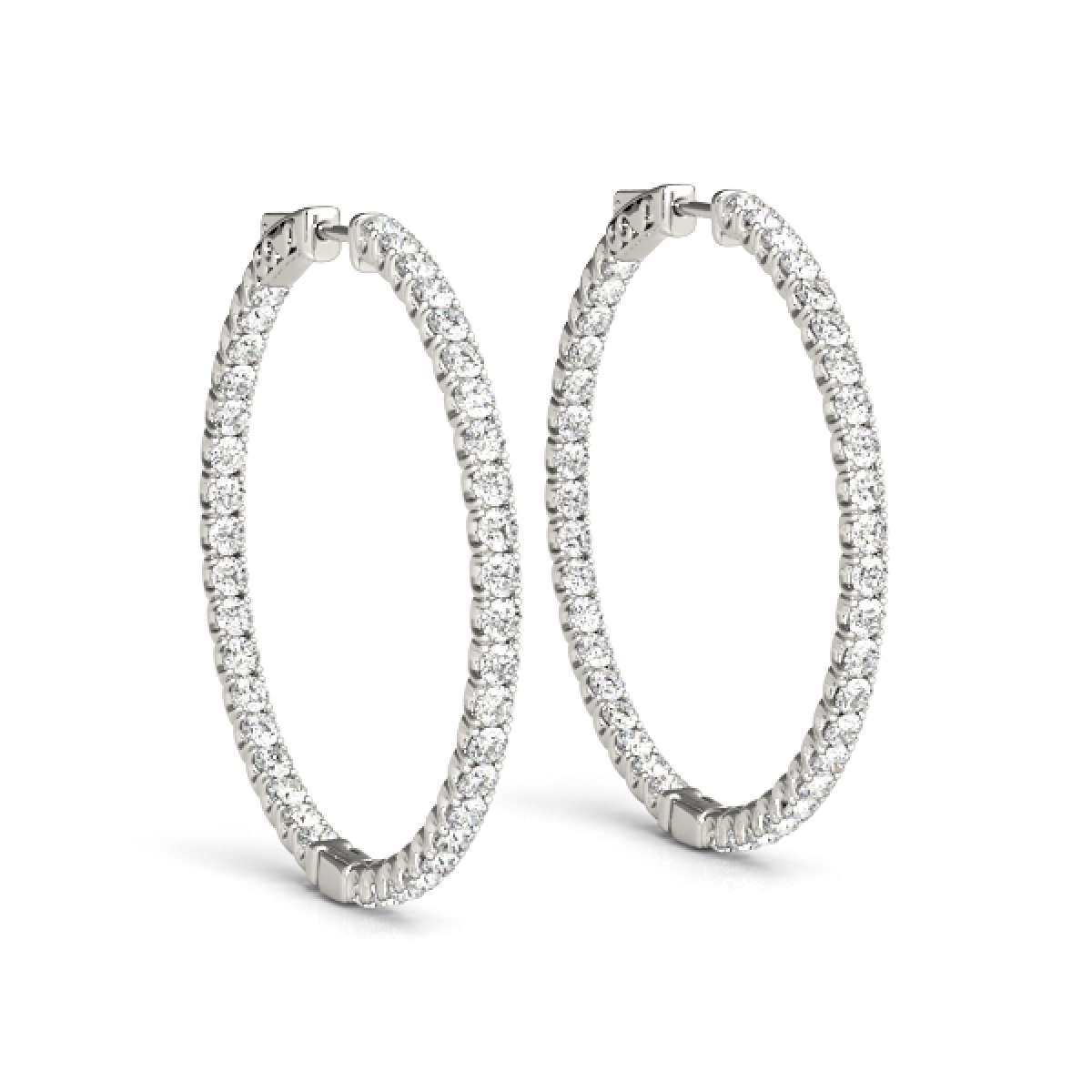 0.65 Carat Natural Diamond Hoop Earrings For Women's In 14K Solid White & Yellow Gold Mauli Jewels