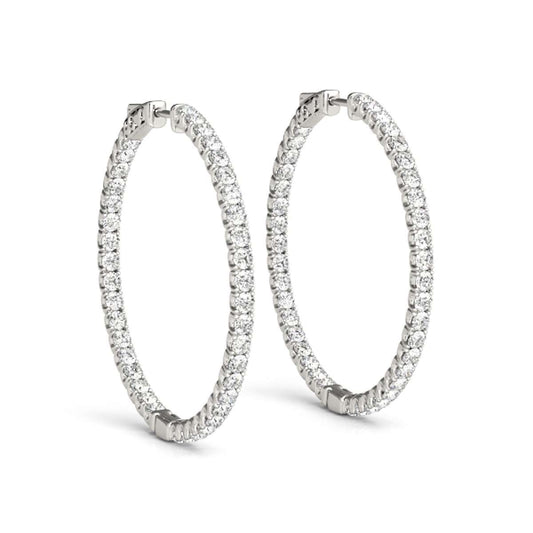 0.65 Carat Natural Diamond Hoop Earrings For Women's In 14K Solid White & Yellow Gold Mauli Jewels