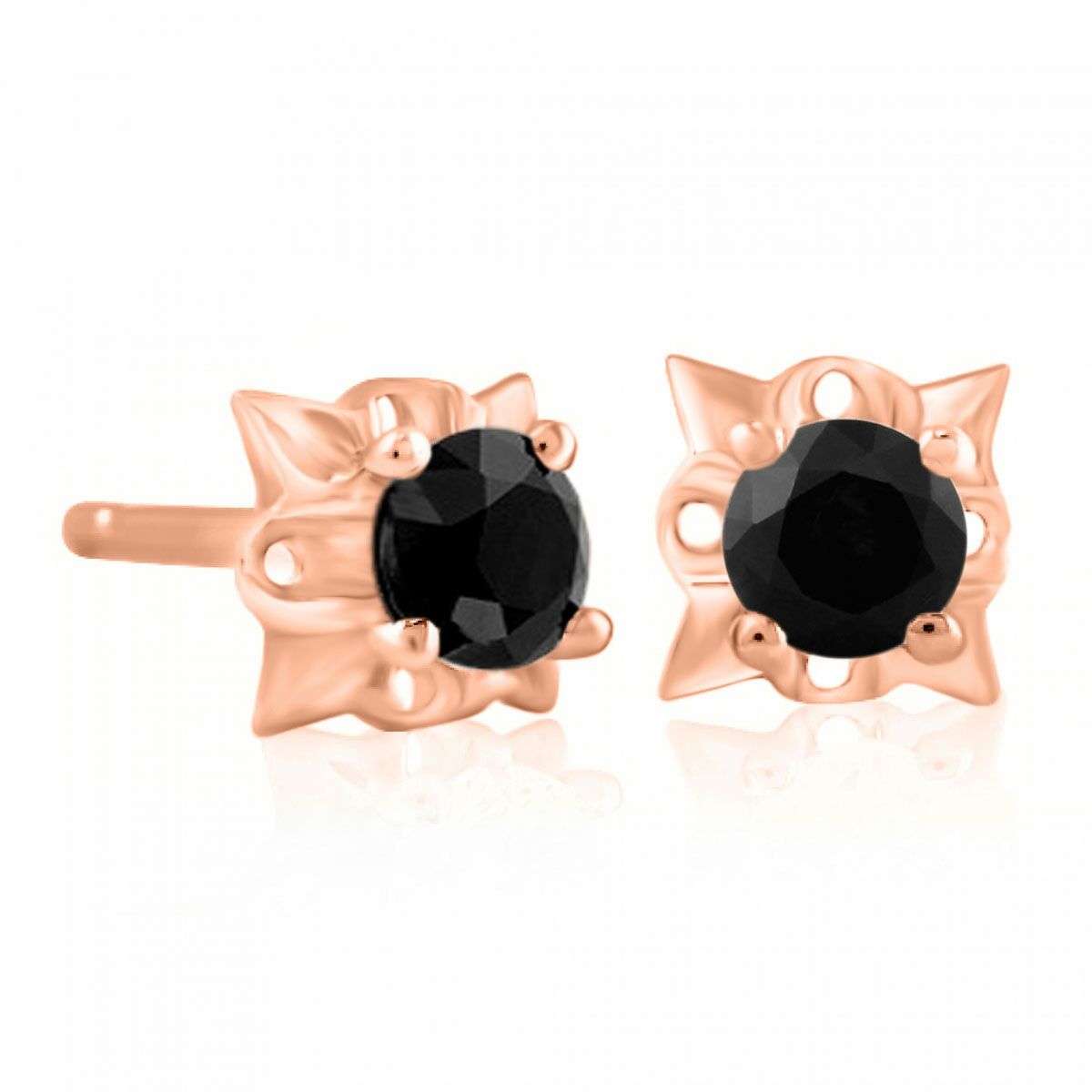 1/2 Carat Natural Black Diamond Stud Earrings For Women In 14K Rose White & Yellow Gold With Secure Backs Mauli Jewels