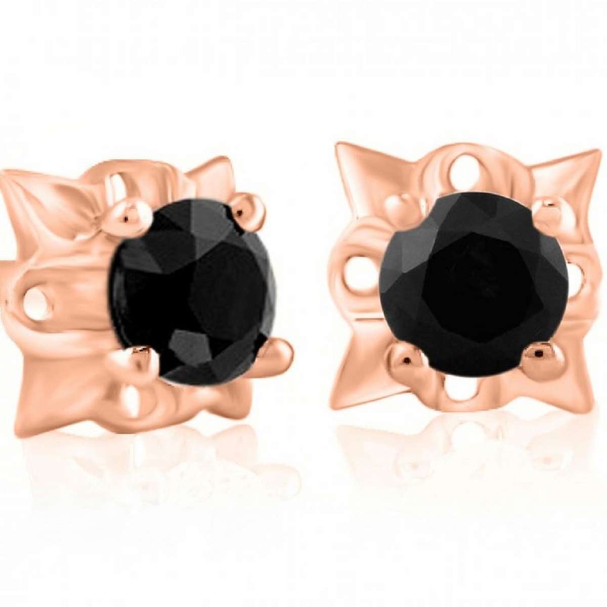 1/2 Carat Natural Black Diamond Stud Earrings For Women In 14K Rose White & Yellow Gold With Secure Backs Mauli Jewels