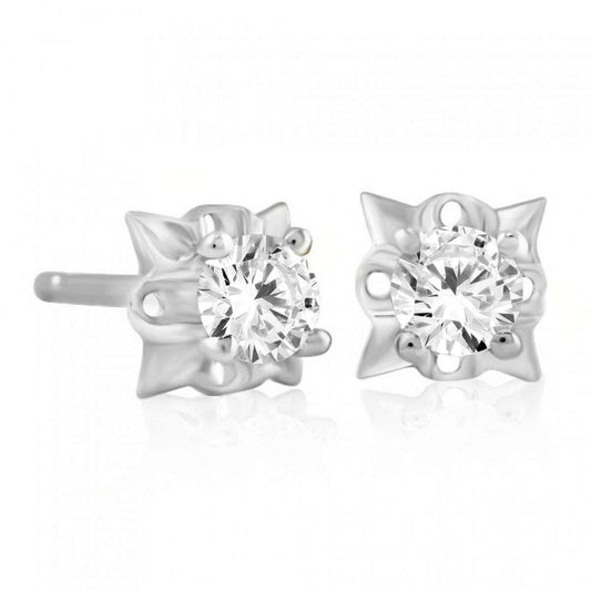 14K Rose White & Yellow Gold 1/2 Carat Natural Diamond Stud Earrings For Women With Secure Push Back Mauli Jewels