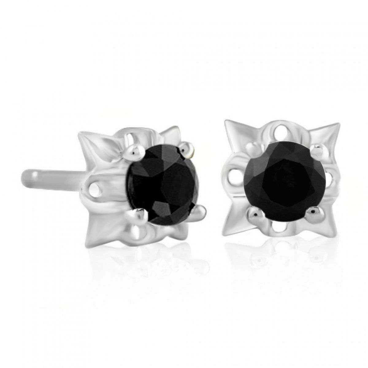 1/2 Carat Natural Black Diamond Stud Earrings For Women In 14K Rose White & Yellow Gold With Secure Backs Mauli Jewels