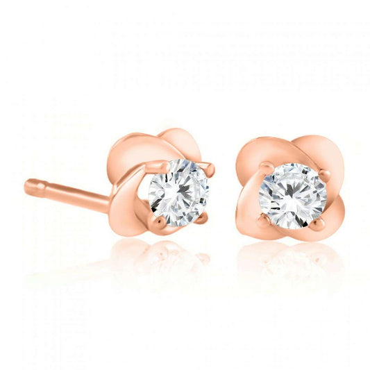 0.25 Carat Diamond Round Stud Earrings for Women in 14K Rose, White & Yellow Gold Mauli Jewels