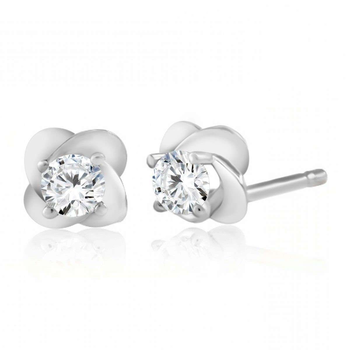 0.25 Carat Diamond Round Stud Earrings for Women in 14K Rose, White & Yellow Gold Mauli Jewels