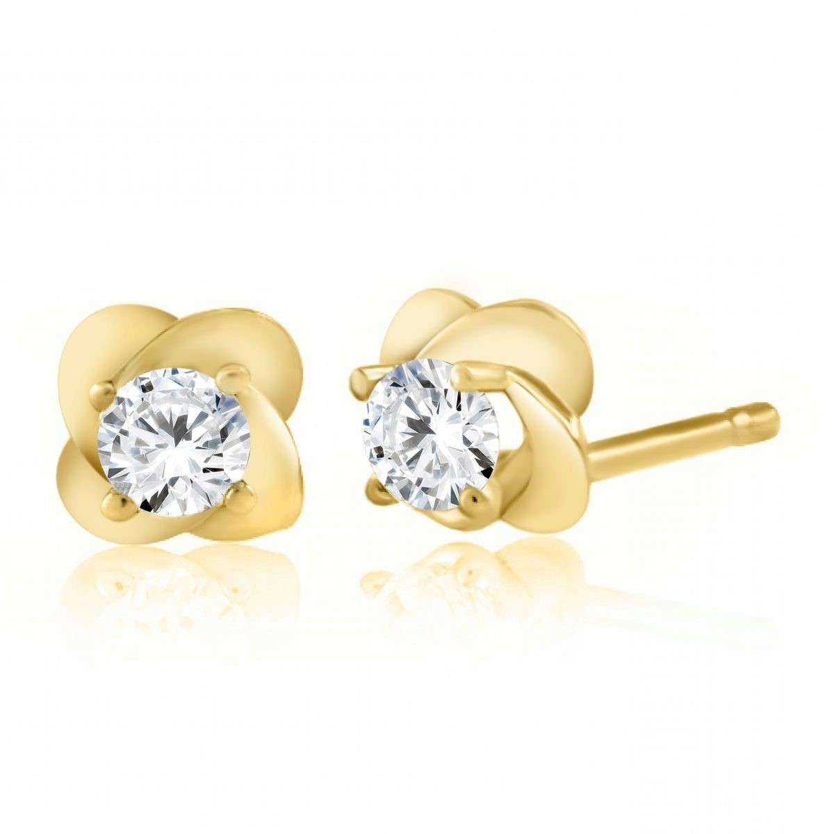 0.25 Carat Diamond Round Stud Earrings for Women in 14K Rose, White & Yellow Gold Mauli Jewels