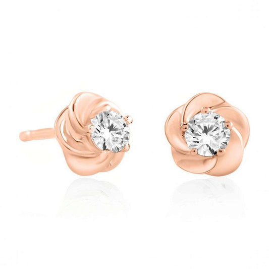 0.25 Carat Diamond Stud Earrings For Women In 14K Rose White & Yellow Gold With Secure Push Back Mauli Jewels