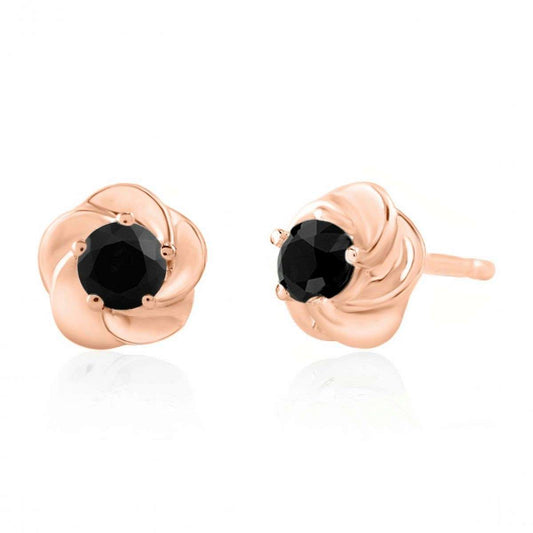 0.25 Carat Black Diamond Stud Earrings for Women with Secure Push Back in 14K Rose, White & Yellow Gold Mauli Jewels
