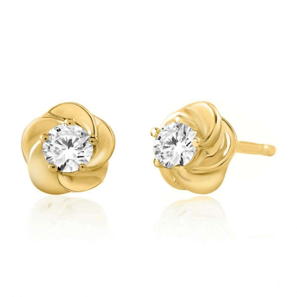 0.25 Carat Diamond Stud Earrings For Women In 14K Rose White & Yellow Gold With Secure Push Back Mauli Jewels