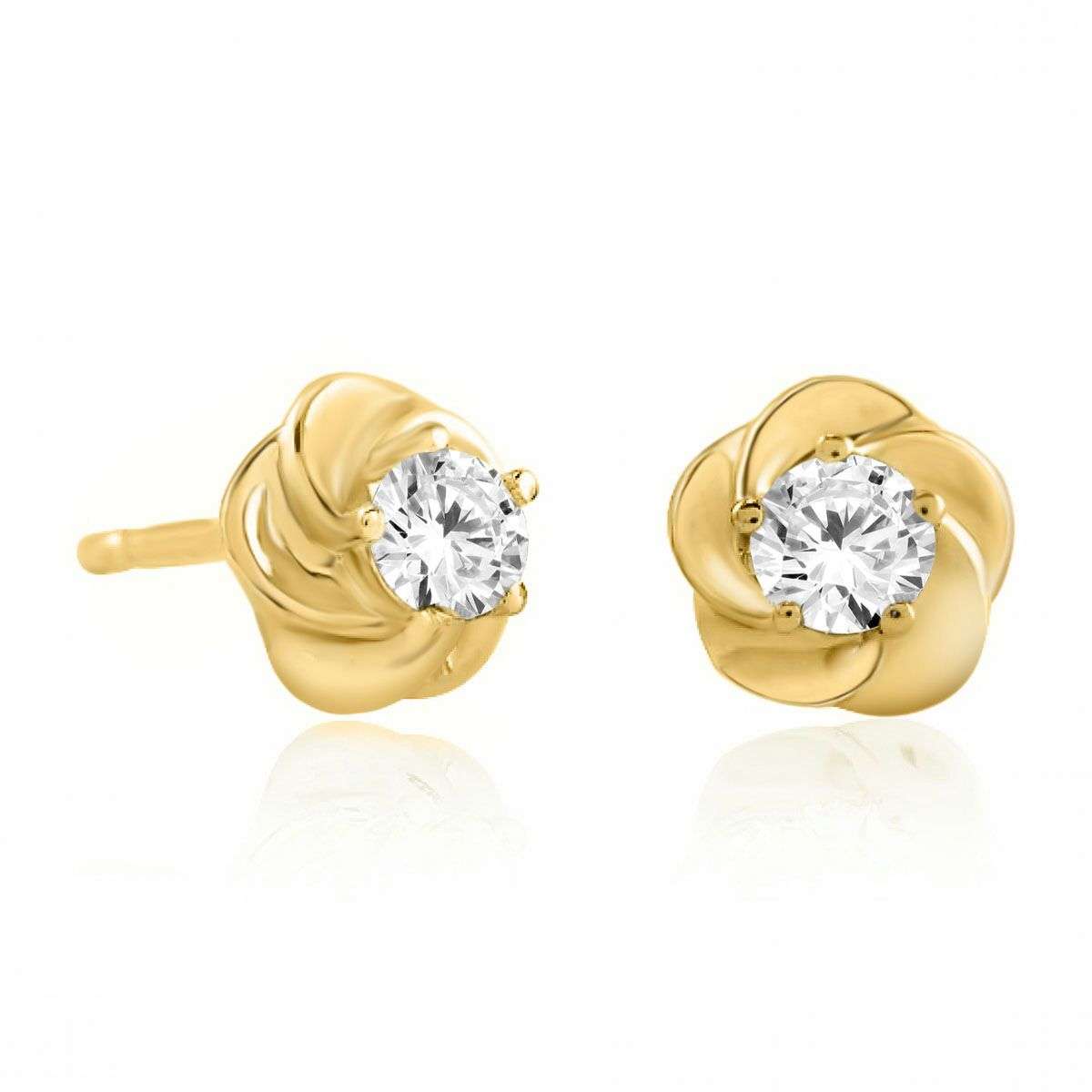 0.25 Carat Diamond Stud Earrings For Women In 14K Rose White & Yellow Gold With Secure Push Back Mauli Jewels