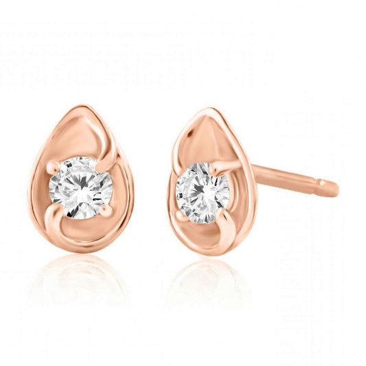 1/4 Carat Round Shape Diamond ( H-I/ I1-I2 ) Stud Earrings For Women In 14K Solid White Rose & Yellow Gold Mauli Jewels